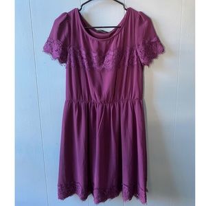 Doe & Rae Purple Dress with Lace Sleeves